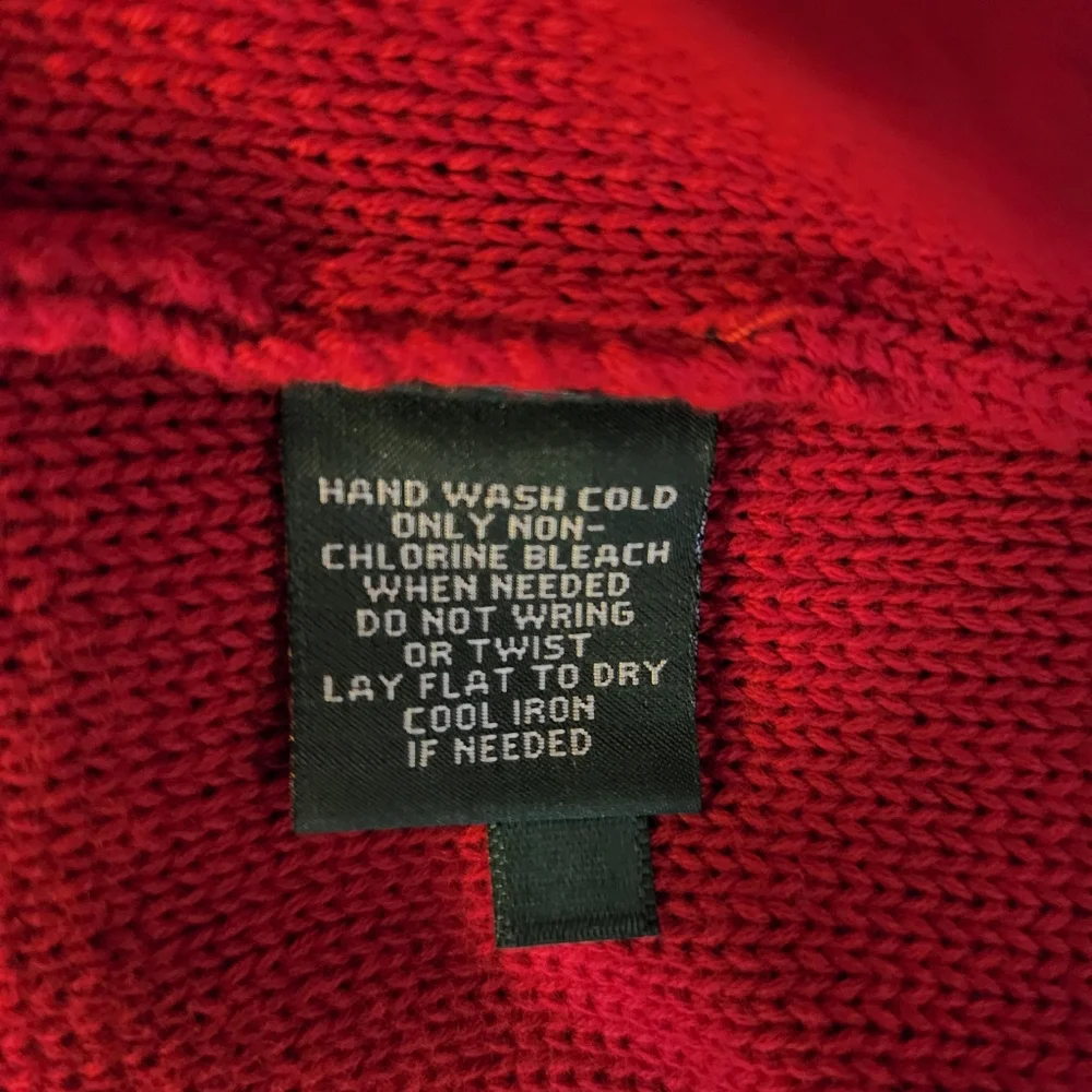 Lauren RALPH LAUREN RED Sweater Military BLAZER JACKET Sz M Gold Button Holiday - Picture 10 of 10